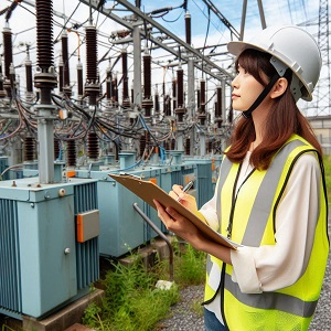 変電所で働く女性