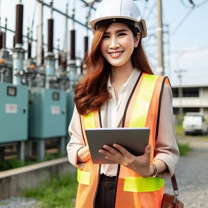 変電所で働く女性
