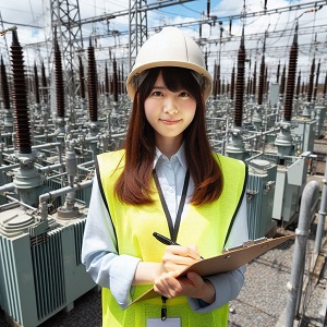 変電所で働く女性