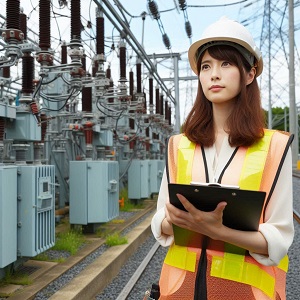 変電所で働く女性