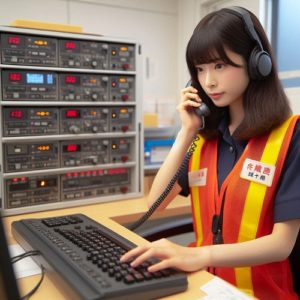 A Japanese woman operating an emergency broadcast system (1)