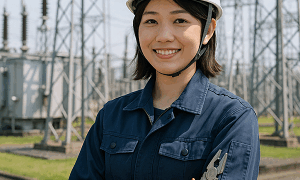 変電所で働く女性