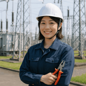 変電所で働く女性